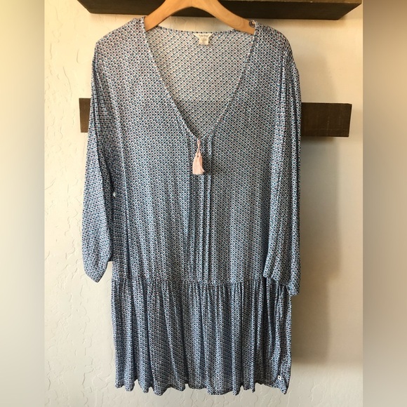 Lucky brand|Comfy pale blue geometric print long sleeve sleep shirt •••Large - Picture 2 of 10